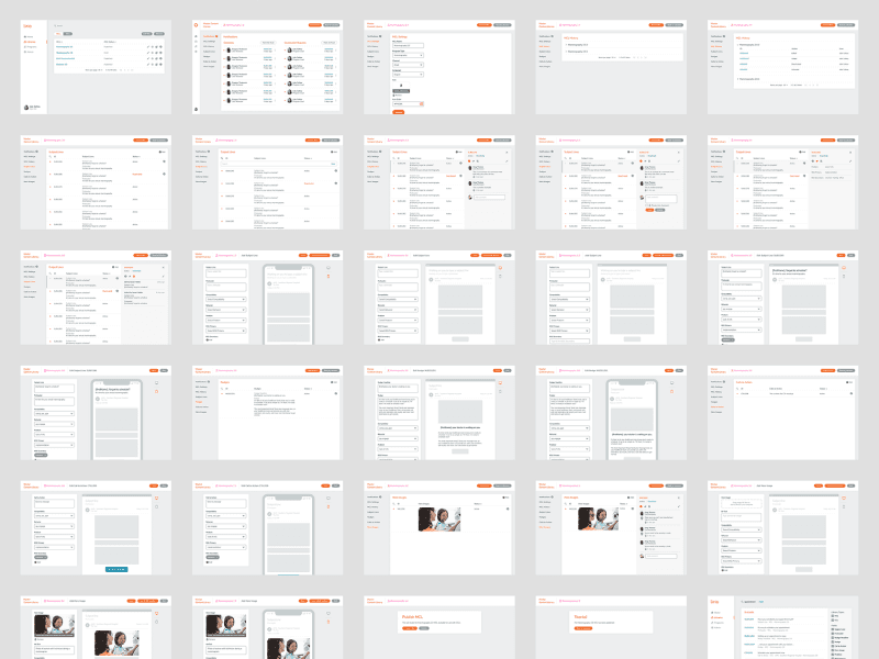 Overview of Lirio CMS interface screens.