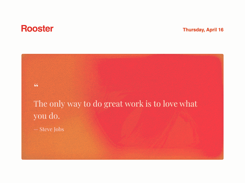 Rooster morning paper email cover with a quote card.